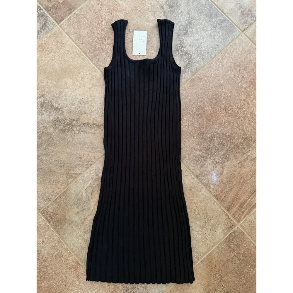 Women's A New Day Black Ribbed Knit Midi Tank Sleeveless Sundress Size Small NWT